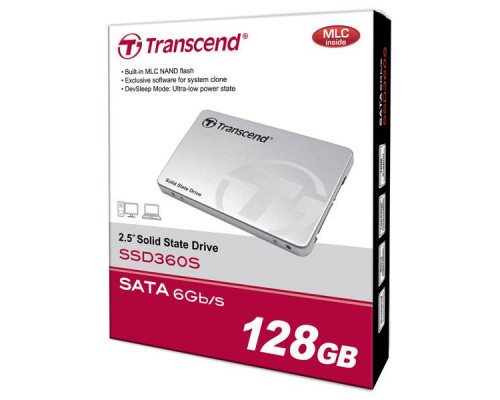 Твердотельный диск 128GB Transcend, 360S, SATA III [R/W - 200/540 MB/s]